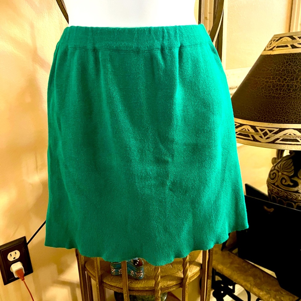UNITED COLORS OF BENETTON Vintage 1980s Bright Green Knit Wool Pencil Skirt S